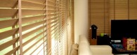 Bambukinės žaliuzės bute vitrininiais langais - Skirpus